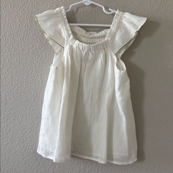 Peek Off White Ruffle Sleeve Top NWT size 6/7 - Picture 4 of 4